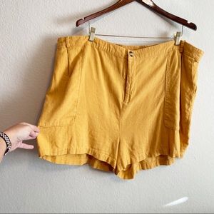 ModCloth Mustard Yellow Linen Blend Elastic Waist Shorts Size 3XL